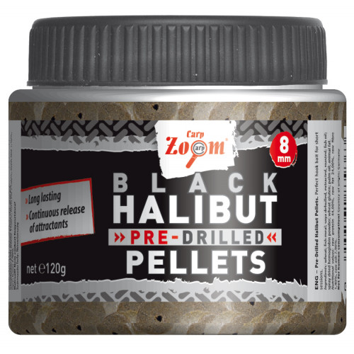 CARP ZOOM Pre-drilled Black Halibut Hook Pelety