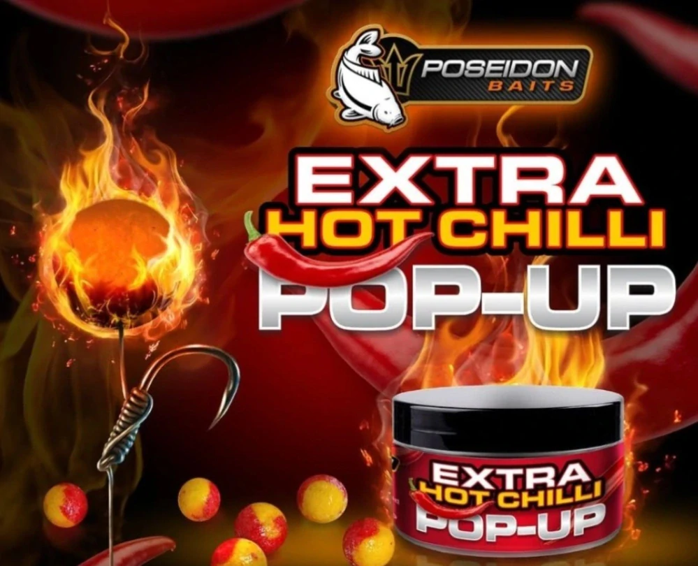 POSEIDON boilies EXTRA HOT ČILI POP-UP 35 g