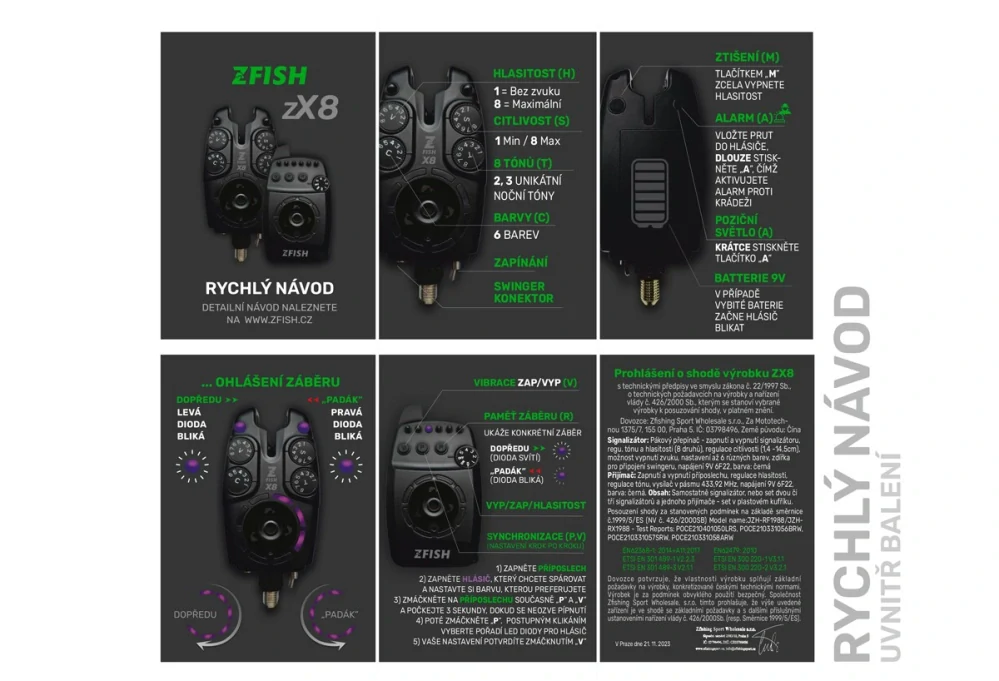 ZFISH Sada signalizátorov BITE ALARM SET ZX8 PRO 3+1